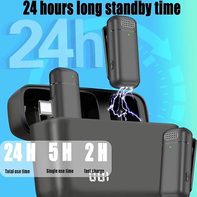 2 Pcs 3 in 1 Wireless Lavalier Microphones for iPhone iPad USB C Android Laptop with Charging Case, Clip on Lapel Mic Plug-Play Cordless Mini Mic for Video Recording Vlogging, YouTube, Interview