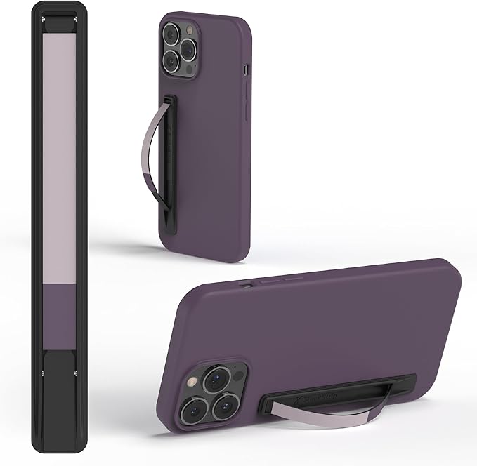 SleekStrip SleekGrip-Essential Ultra Thin Phone Grip Stand,Slim Metal Finger Loop Ring Hand Holder Strap Cell Phone Grips for iPhone 16 Pro Max,17 Air,Android,Case Back - Black x Purple Dusk