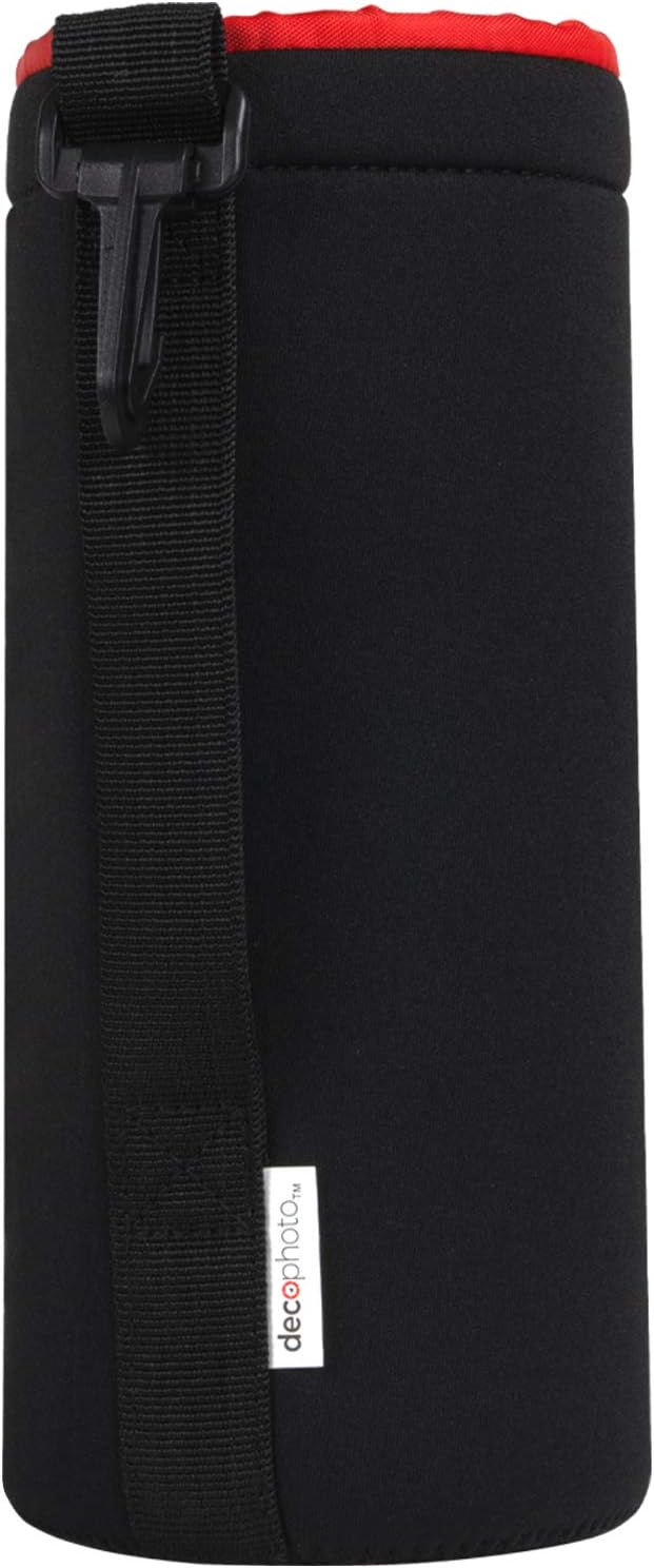 Deco Photo X-Large XL Neoprene Lens Bag Protective Water and Weather Resistant Shock Drop and Scratch Armor Pouch Sleeve Case with Plush Interior, Black