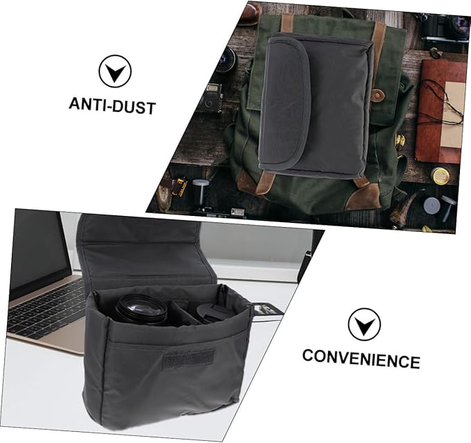 OKUMEYR Padded DSLR Camera Bag Insert with Lens Pouch for Travel and Photography Portable Digital Camera Case Compatible with Backpacks Organizer