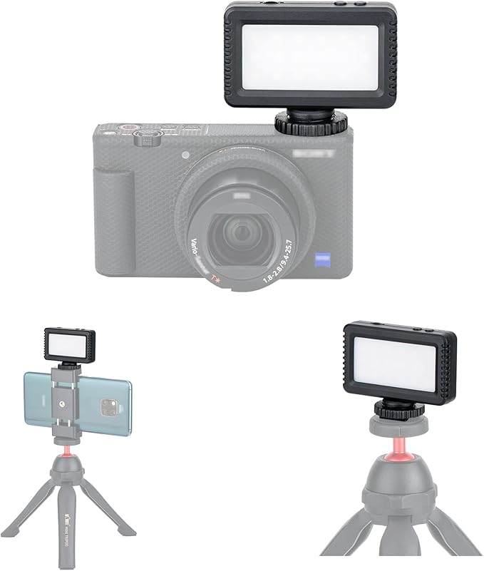 Kiwifotos Mini LED Video Light for Sony ZV-1F ZV1F ZV-1 II ZV1 ZV-E10 II ZVE10 Canon PowerShot V1 EOS R50 V & More Cameras, Flash Attachment Accessories for Vlog Shooting Record, Portable Rechargeable