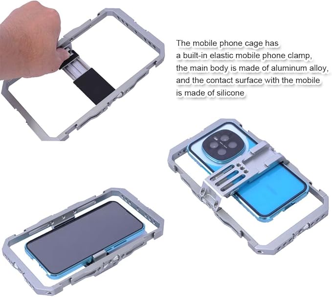 Dual Handheld Metal Stabilizer Bracket Holder for Smart Mobile Phone Shooting, Universal Fully Surrounded Photography Cage for Smart Mobile Phone, Support Vertical and Horizontal Shooting