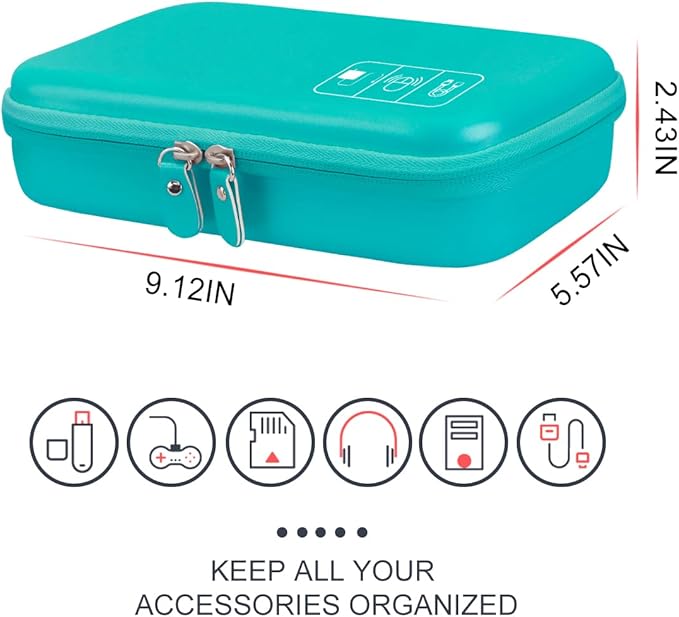 Canboc Hard Travel Electronic Organizer Case for MacBook Power Adapter Charger, Cable, Mouse Power Bank, Apple Pencil, USB Flash Disk, SD Card, Small Portable Accessories Bag, Green
