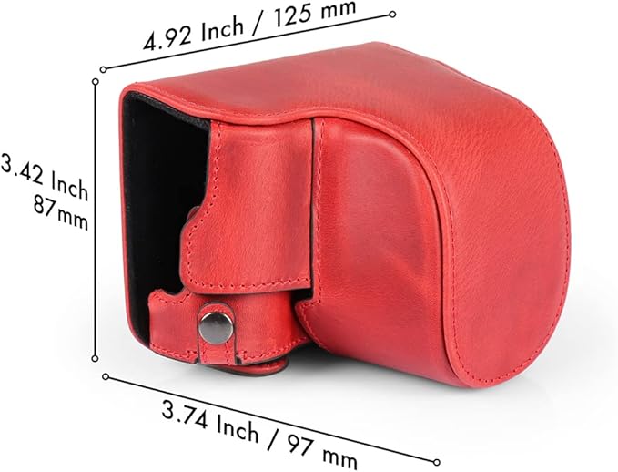 MegaGear MG1699 Ever Ready Genuine Leather Camera Case Compatible with Leica D-Lux 7 - Red