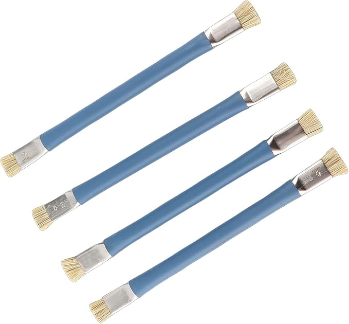 Aramox 4PCS Anti Static Brush ESD Safe Double Headed Insulating Hard Brush for Phone Repair Circuit Cleaning with Non Slip Handle 2 Colors (Blue)