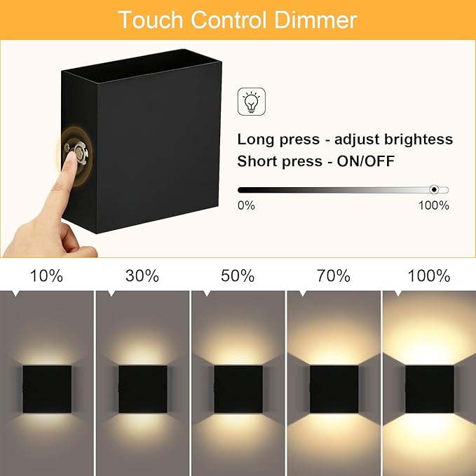 Battery Wall Sconces Set of Two, Rechargeable Colored Wall Lights with Remote, Stick Up and Down Indoor Lighting Cordless Sconce for Hallway, Black