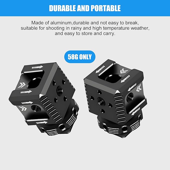 3 Port Cold Shoe Mount Adapter with 1/4"-20 Thread for Camera Cage Flash LED Monitor Microphone, Aluminum Camera Triple Cold Shoe Extension Hot Shoe Mount Adapter Compatible with DSLR/SLR Camera