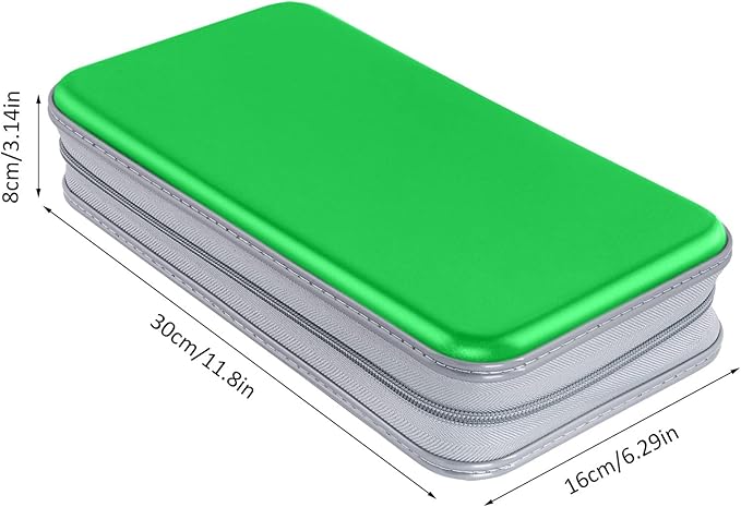 CD Case Holder, 80 Capacity CD/DVD Case Holders Wallet Hard Plastic CD DVD Disc Cases Storage Binder for Car Home Office Travel (Green)
