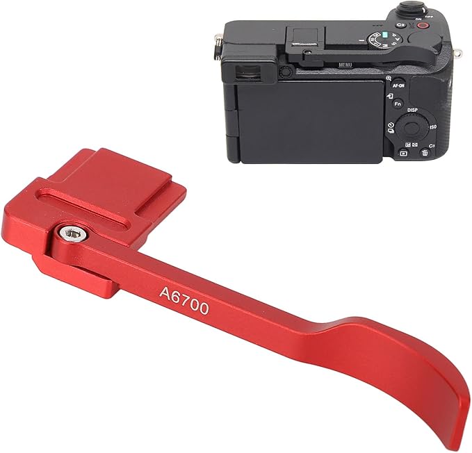 Thumb Up Grip for A6700 Cameras, Metal Thumb Up Rest Hand Grip, Hot Shoe Thumb Grip, for Stable and Hand Hold (Red)