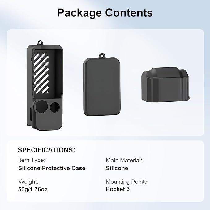 Mechrig All-Round Silicone Protective Case Cover for DJI Osmo Pocket 3, Anti-Scratch, Non-Slip, Shockproof Skin for Camera Body, Lens, Screen, MR79026