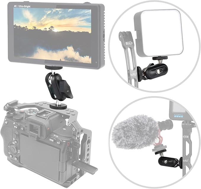 HSU Magic Arm with Dual Ball Head (1/4"-20 Screw) Adjustable Universal Extension Magic Arm for Monitor, Microphone, GoPro (2 Pack)
