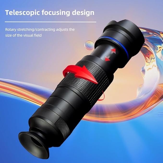 Andoer 36X Telephoto Lens Kit with Mini Tripod, Phone Clip, Holder, Lens Bag, Cleaning Cloth for Hiking, Camping, Wildlife Observation, Moon, Sports, Game, Concert Watching, Gold