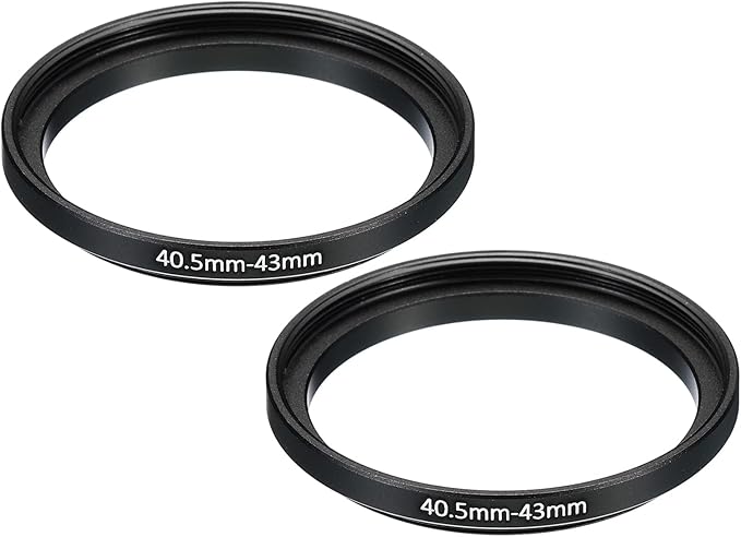 PATIKIL 40.5mm-43mm Metal Step Up Ring, 2 Pack Camera Lens Filter Adapter Ring Aluminum Filter Adapter Ring for Camera Lenses Hood, Black
