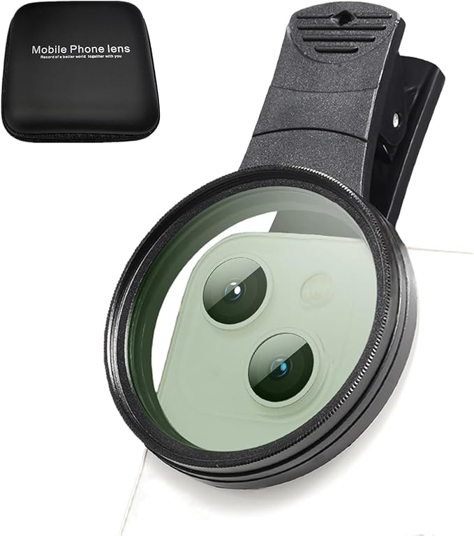 52mm Clip-on CPL Phone Camera Lens Filter, Universal Phone Lens Filter Kit, CPL Filter Compatible with iPhoneSamsung/Android Smartphones(Size:52mm)