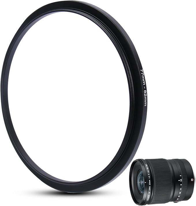 Metal Step Up Ring Filter Adapter - 77mm to 82mm - Metal Ring Step Up Rings Adapter Filter Compatible with All 82mm UV, CPL, ND, Lens Hood, Threaded Lens ect
