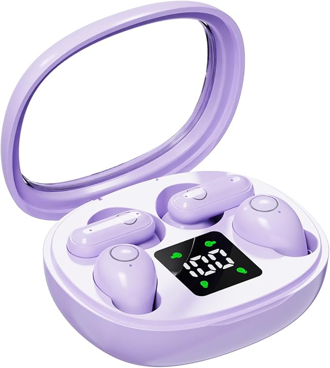 Wireless Bluetooth Headset，Tiny Size Invisible Earbuds，Sleep and Sports Earphones Set, 2 Pairs, Mini and Short Handle Design，for Work Sport Sleeping ﻿ ﻿ (Purple)