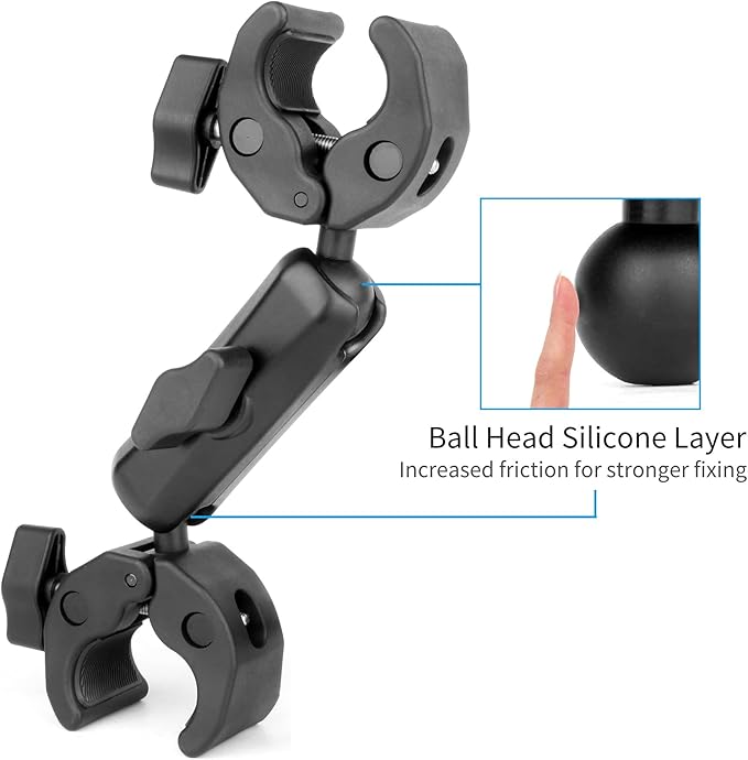 SOONSUN Double Super Clamp Camera Mount, Umbrella Clamp for Chair, Desk, Stroller, Wagons, Tripod, Pole, Light Stand, Cross Bar, Golf Cart, Motorcycle, Boom Stand, with 360° Magic Arm for Photography