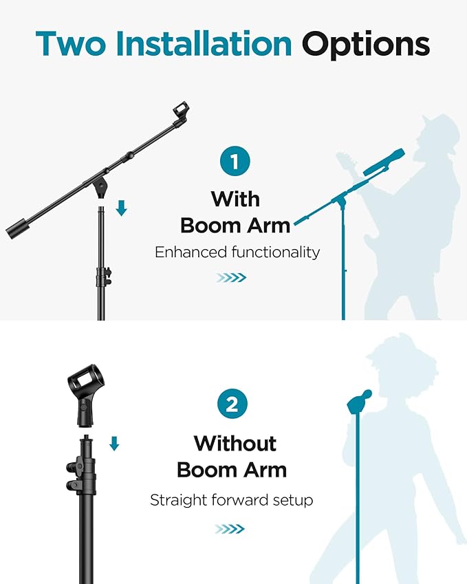 InnoGear Mic Stand, Max Height 82.28" Microphone Stand Floor Detachable Boom Mic Arm Stands with Weighted Base for Blue Yeti HyperX QuadCast Shure SM58 Samson Q2U Fifine K669B Singing Stage
