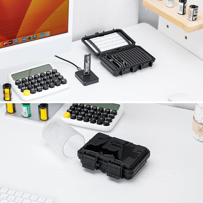 Hard Plastic 15 Slots M.2 2280 2260 2242 2240 2230 Case, Water-Resistant Shockproof M.2 SSD Holder with Label & Notepaper, 2280 SSD Card Case Vertical Style Drive Storage Box