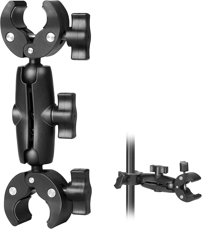Sequpr Camera Clamp Mount for Gopro, Super Clamp Adapter Double Head Multifunction Holder for Motorcycle, Photography Light Fixture Bracket,Umbrella,Selfie Stick,Reflector