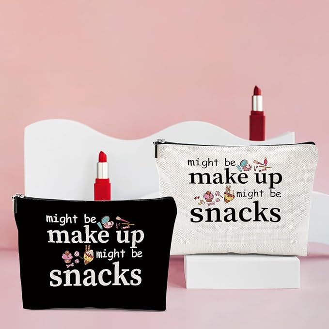 4 PCS Friend Gifts for Women Makeup Bag, Snack Bags, Funny Gifts Cosmetic Bags, Sister Birthday Christmas Graduation Friendship Gift for Daughter from Mom - might be makeup might be snacks