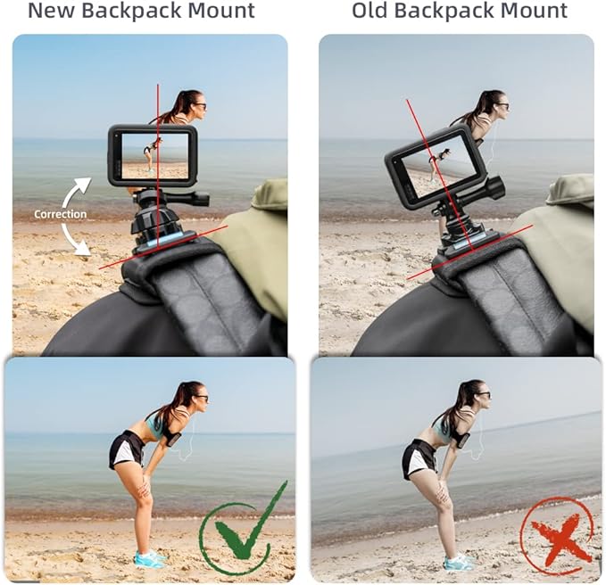 SUREWO Bag Backpack Shoulder Strap Mount with Universal Ball J Hook Compatible with GoPro Hero 13/12/11/10/9/8/7/(2018)/6/5 Black,DJI Osmo Action 5 pro/4/3 and Most Action Cameras