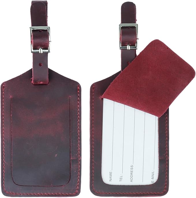 Genuine Leather Luggage Tags & Bag Tags 2 Pieces Set