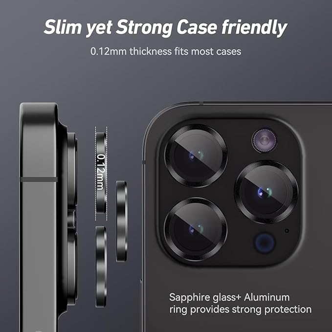 Jeluse 3X2 Pack Camera Lens Protector for iPhone 16 Pro Max/iPhone 16 Pro/iPhone 15 Pro Max/iPhone 15 Pro/iPhone 14 Pro Max/iPhone 14 Pro, 9H Tempered Glass Screen Protector Cover [Alignment Kit]