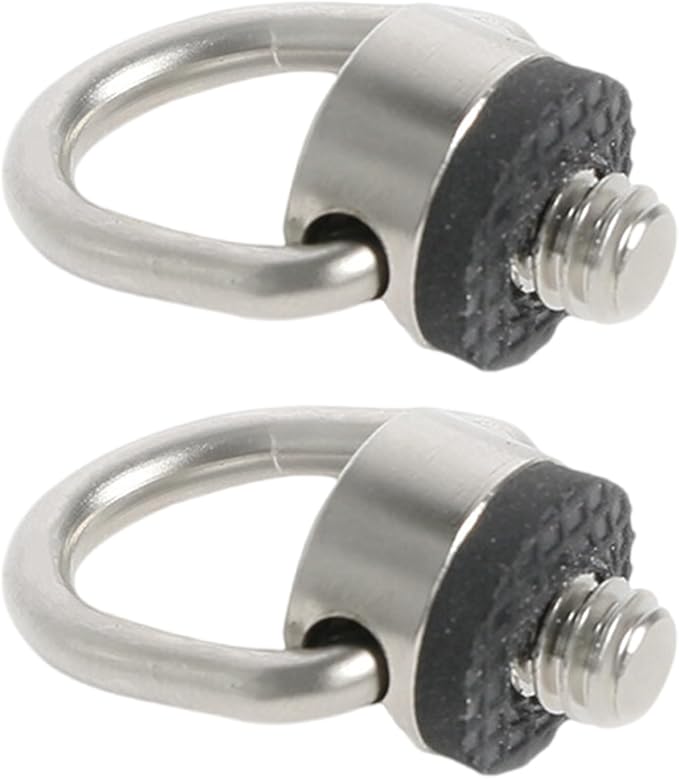 Stainless Steel D Rings Screw, 1/4" 20 Camera Fixing with Rubber Padded for Tripods DSLR Shoulder Straps D Rings