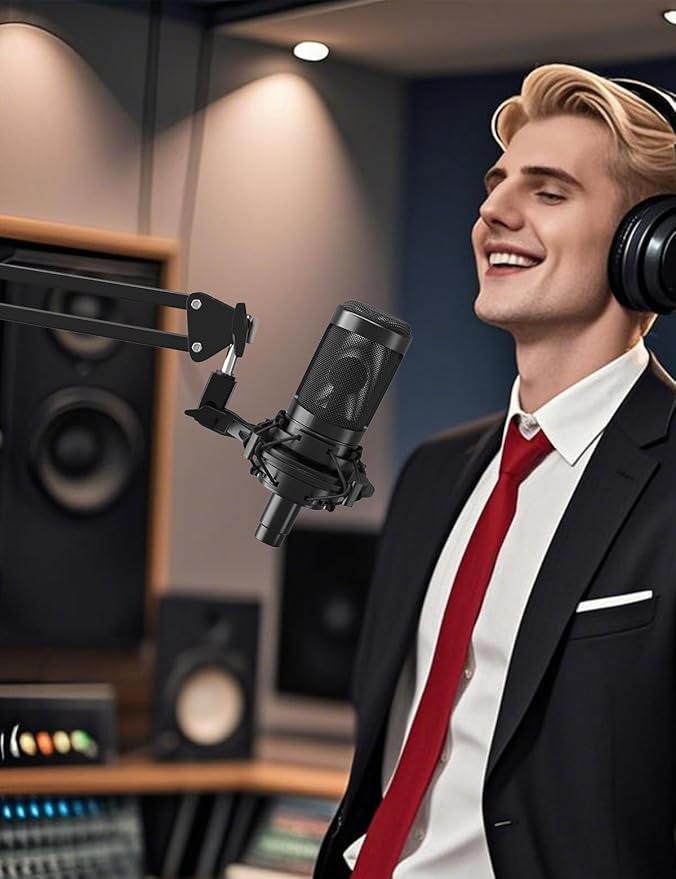 Custom Built Shock Mount with Pop Filter for AT2020 Microphones, Reduces Vibration Noise and Shockmount Improve Recording Quality for Audio Technica AT2020 AT2020USB+ AT2035 AT4040 Condenser Mic