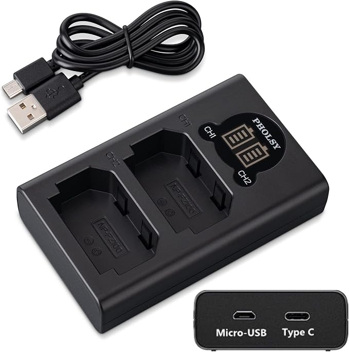 NP-FZ100 Battery Charger, PHOLSY Camera Battery Charger NP-FZ100 Dual USB Charger BC-QZ1 for NP-FZ100 Battery Compatible with Sony Camera a1 a9M2 a9 a7SM3 a7RM4A a7RM4 a7RM3A a7RM3 a7C a7M4 a7M3 a6600