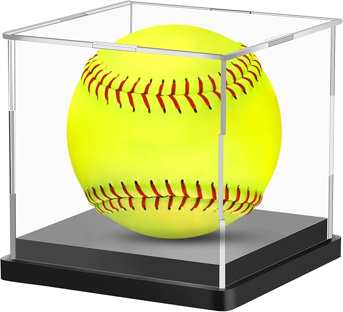 1PCS Softball Display Case Acrylic Clear Display Box Baseball Tennis Golf Protected Stand for Signed Memorabilia Large 12 Inch Sports Game Ball Storage Box
