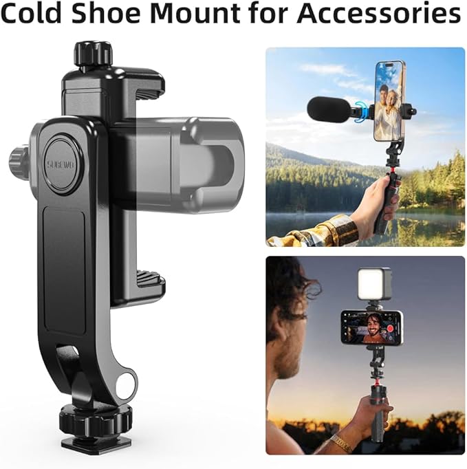 Universal Cold Shoe Phone Holder for SLR Cameras – Perfect for Vlogging, Video Shooting, Compatible with iPhone Samsung Canon Nikon DSLR Photography