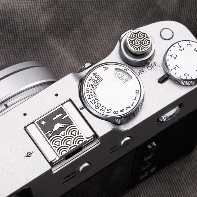 Camera Metal Hot Shoe Cover Shutter Buttons Sea of Clouds for FUJIFILM X100VI X100V XPro1 X-T4 X-T3 X-T50 X-T30 for Nikon (Hot Shoe Shutter Kit - Aluminum)