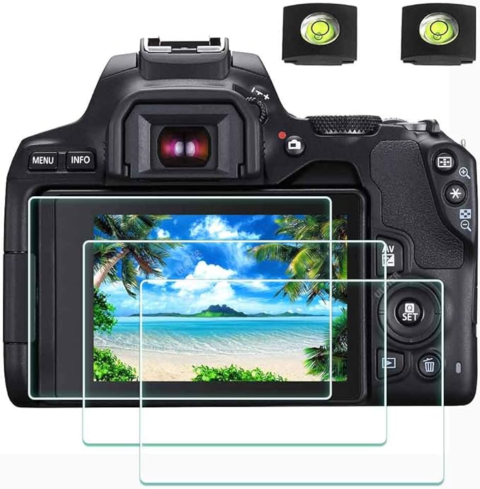 Screen Protector for Canon EOS Rebel SL3 / 250D Camera & Hot Shoe Cover, [2+3Pack] 0.3mm 9H Hardness Tempered Glass Flim Anti-Scrach Anti-Fingerprint Anti-Bubble