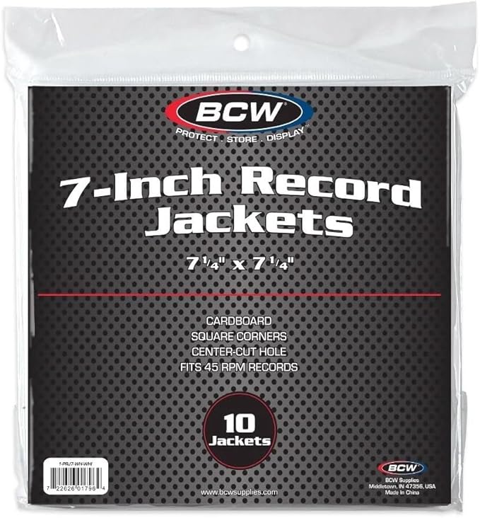 BCW Polylined White Paper 7 in Square Corner Record Sleeves - 50 ct | Inner Protective Sleeves with Center Hole for Vinyl Records | Acid-Free, Scratch Resistant | Ideal for DJs and Vinyl Collectors