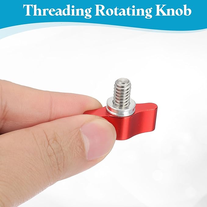 PATIKIL Clamping Screw Knob 1/4" x 0.89", 2Pcs Aluminum Alloy t Shaped Camera Thumb Screws for DSLR Flash Bracket Photography Light Stand Adapter Action Sports Camera Mounting System, Red