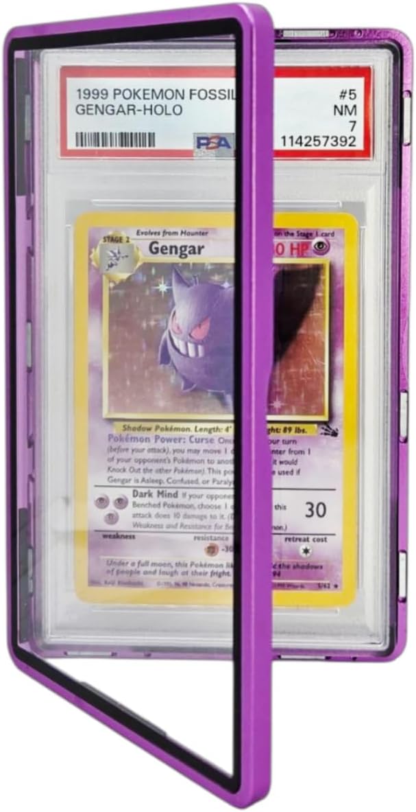 Metal PSA Slab Bumper Case UV Resistant- Safeguard Stackable Magnetic Aluminum Metal Case For Graded Cards (Purple)