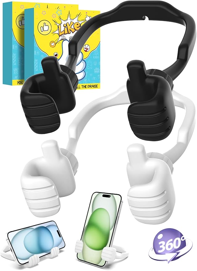 Easter Basket Stuffers Gifts for Teens Boys Girls Kids Cell Phone Stand: UPGRADE Adjustable Thumbs Up Lazy Phone Holder for Desk Cool Gadgets for Men Women Adults Husband Him Fun Birthday Easter Gifts