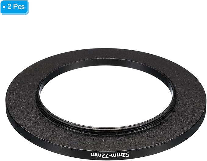 PATIKIL 52mm-72mm Metal Step Up Ring, 2 Pack Camera Lens Filter Adapter Ring Aluminum Filter Adapter Ring for Camera Lenses Hood, Black