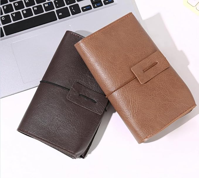 Vintage leather Electronic organizer travel case,cord organizer travel, Leather charger shortage for essentials mouse, adapter, cables (brown with elastic band)