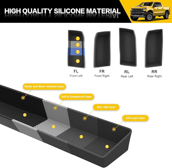 6PCS Center Console Organizer for 2022-2025 Chevy Chevrolet Silverado/GMC Sierra Shifter Gear Side Tray Door Handle Storage Box Phone Pocket Inserts Accessories