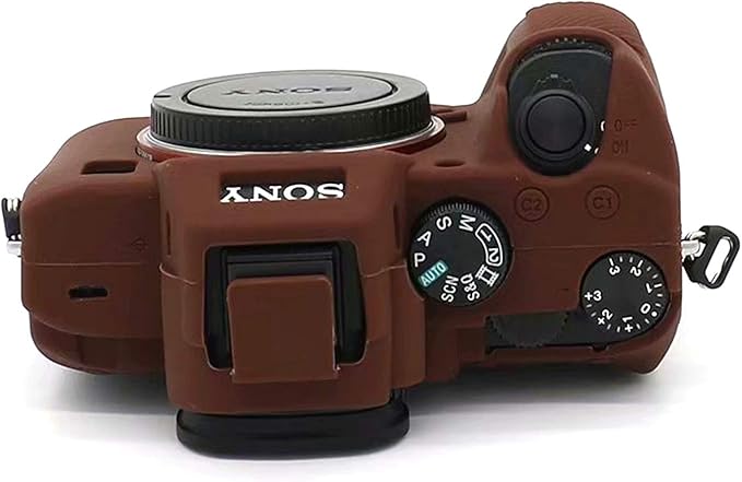 Professional Secure Soft Silicone Camera Case Bag Housing Rubber Body Skin for Sony Alpha A7iii a73 A7R3 A7Riii a7R Mark III a7 Mark III Digital SLR Camera Protective Case (Coffee)