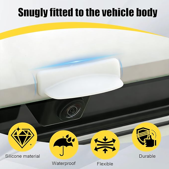 Car Backup Camera Rain Shield, Reversing Rear View Camera Anti-Rain Cover, Non-Destructive Adhesion, Universal Reversing Protector Sticker for Cars, Trucks, SUVs, White