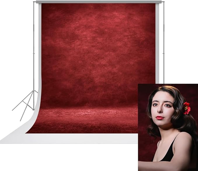 UrcTepics 8x12ft Red Abstract Photography Backdrop for Studio Portraits, Headshots - Textured Professional Background Cloth