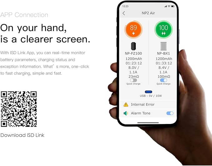 ISDT NP2 Air NP-fz100 NP-FW50 NP-BX1 Battery Charger 90 Mins Full Charge Max 25W Type-C Input Dual Channel Cybershot Charger Compatible for Sony A9 A7III A7RIII / Various Cameras Batteries