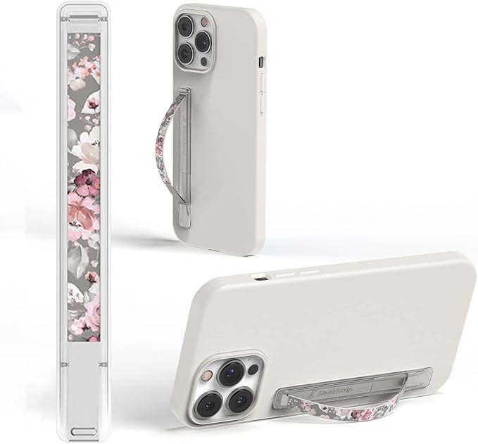 SleekStrip SleekGrip-Essential Ultra Thin Phone Grip Stand,Slim Metal Finger Loop Ring Hand Holder Strap Cell Phone Grips for iPhone 16 Pro Max,17 Air,Android,Case Back - Frosted x Misty Rose