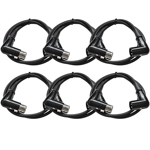 Seismic Audio - SARAX3-6 Pack of 3' Right Angle XLR to XLR Patch Cables