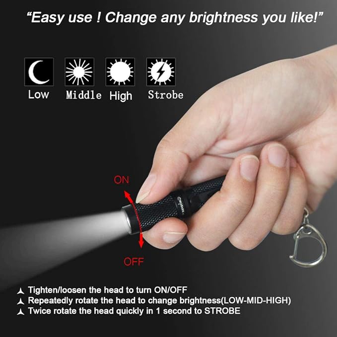 K3 Mini Keychain Flashlight AAA Small Keychain Light Bright 150 Lumens with Diffuser Clip,Multipurpose Pocket Light as Candle Hat Lamp Camp Lantern for Everyday EDC Dog Walking Hiking Camping