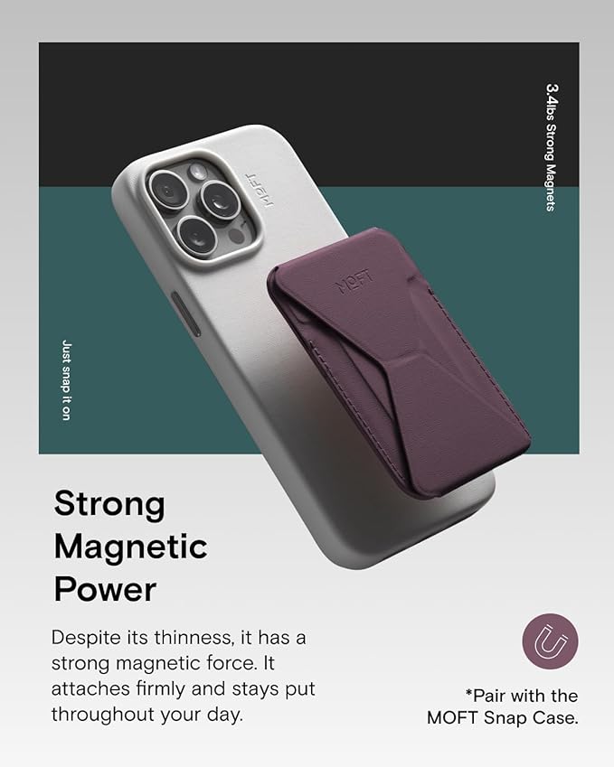 MOFT Magnetic Wallet Stand Compatible with iPhone 17/16/15/14/13/12 Series, Angle Adjustment & Magsafe Compatible MOVAS Phone Stand,BlackBerry